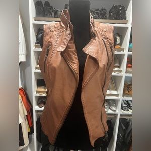 Chelsea & Violet Faux Leather, Distressed Moto Vest XS